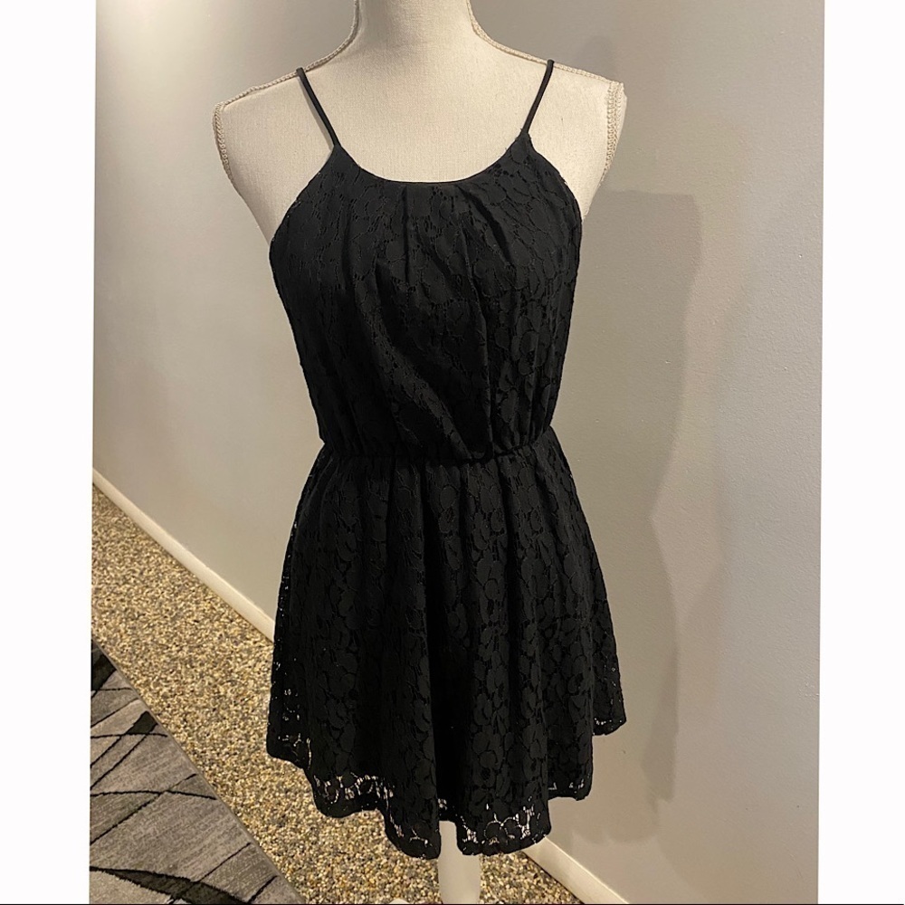 {Peach Royal} laced black dress